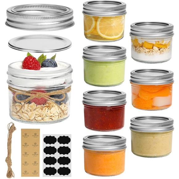 ComSaf Mini Mason Jars 4oz - 8 Pack, Regular Mouth Mason Jar w/Lids & Seal Bands - Picture 4 of 6